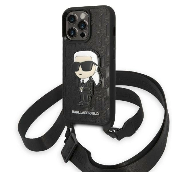 Karl Lagerfeld KLHCP14LSTKMK iPhone 14 Pro 6.1" black/black hardcase Monogram Ikonik Patcheng
