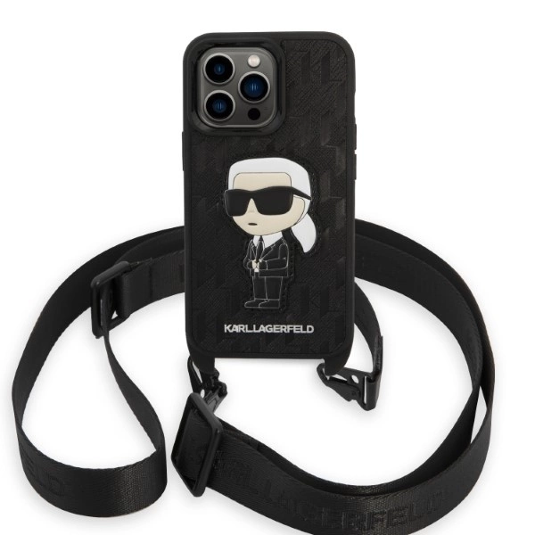 Karl Lagerfeld KLHCP14LSTKMK iPhone 14 Pro 6.1" black/black hardcase Monogram Ikonik Patcheng