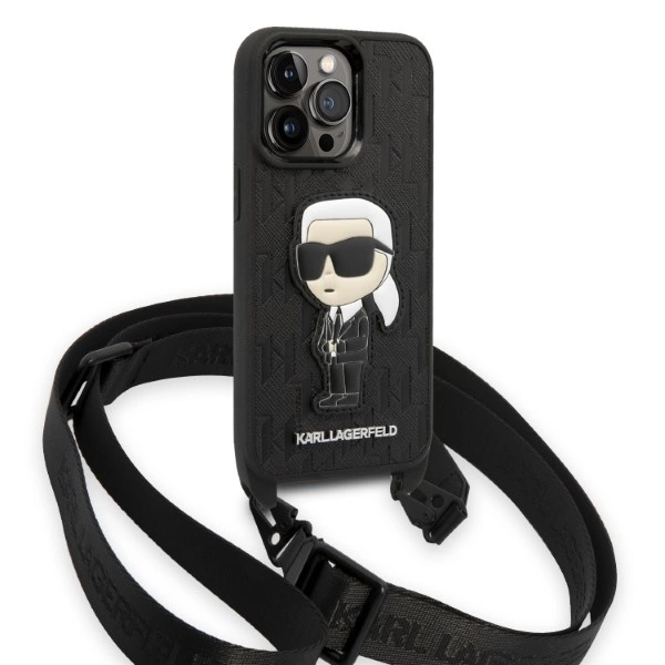 Karl Lagerfeld KLHCP14LSTKMK iPhone 14 Pro 6.1" black/black hardcase Monogram Ikonik Patcheng
