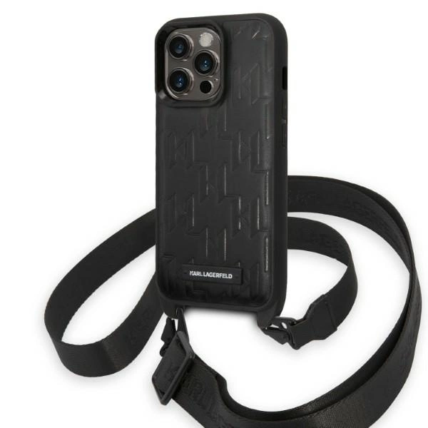 Karl Lagerfeld KLHCP14LSTMMK iPhone 14 Pro 6.1" hardcase black/black Monogram Plaque Logo Strapeng