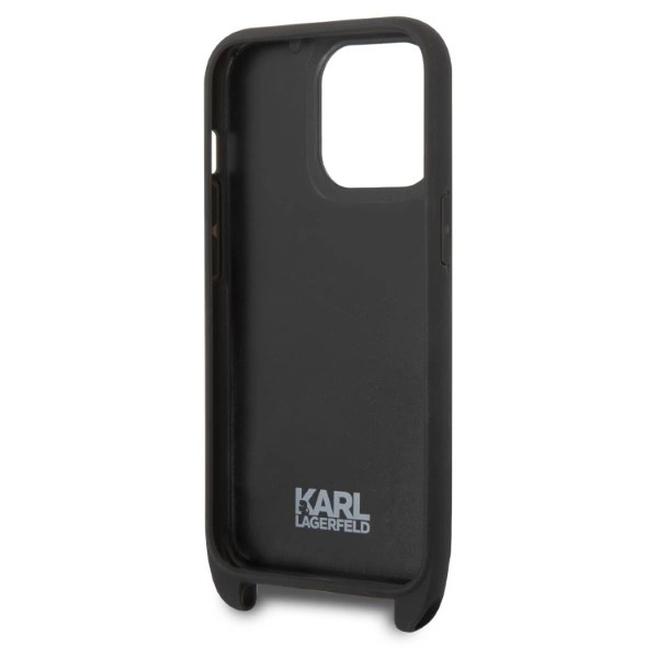 Karl Lagerfeld KLHCP14LSTMMK iPhone 14 Pro 6.1" hardcase black/black Monogram Plaque Logo Strapeng