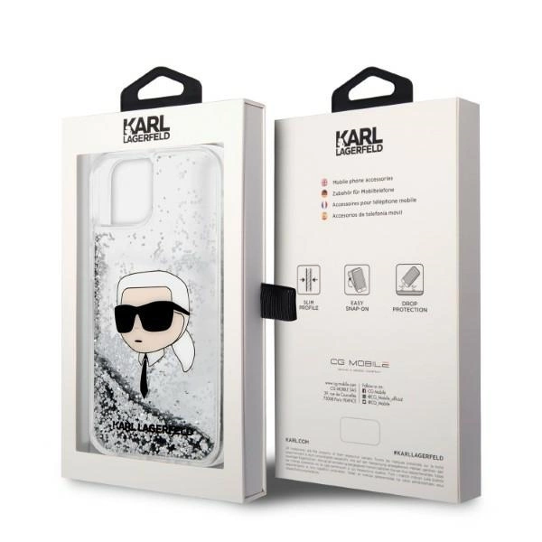 Karl Lagerfeld KLHCP14MLNKHCH iPhone 14 Plus 6.7" silver/silver hardcase Glitter Karl Headeng