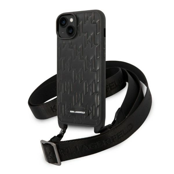 Karl Lagerfeld KLHCP14MSTMK iPhone 14 Plus 6.7" hardcase black/black Monogram Plaque Logo Strapeng