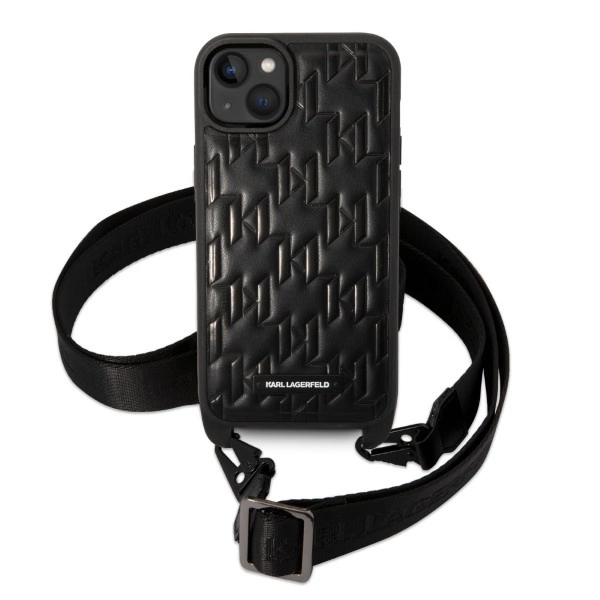 Karl Lagerfeld KLHCP14MSTMK iPhone 14 Plus 6.7" hardcase black/black Monogram Plaque Logo Strapeng