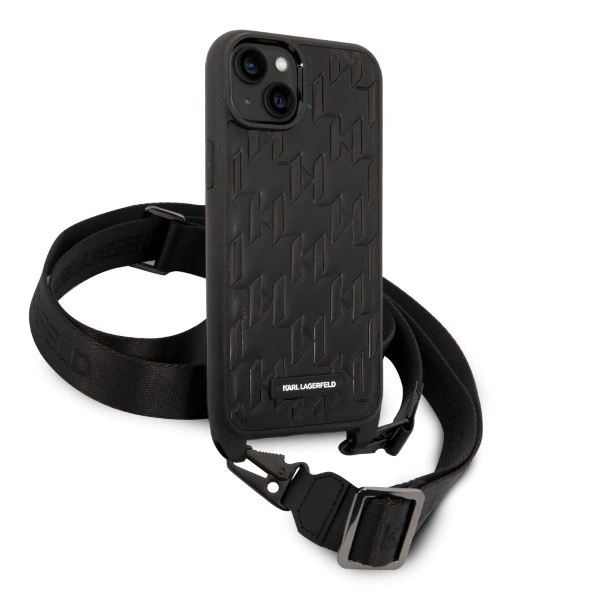 Karl Lagerfeld KLHCP14MSTMK iPhone 14 Plus 6.7" hardcase black/black Monogram Plaque Logo Strapeng