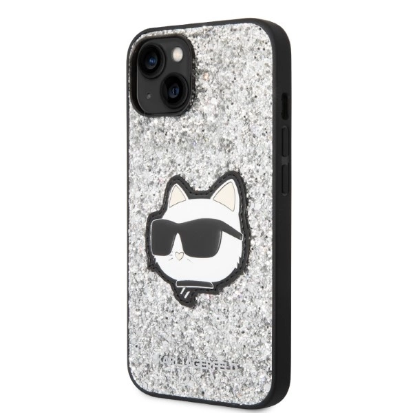 Karl Lagerfeld KLHCP14SG2CPS iPhone 14 6.1" silver/silver hardcase Glitter Choupette Patcheng