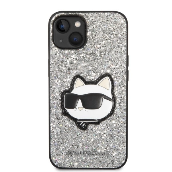 Karl Lagerfeld KLHCP14SG2CPS iPhone 14 6.1" silver/silver hardcase Glitter Choupette Patcheng