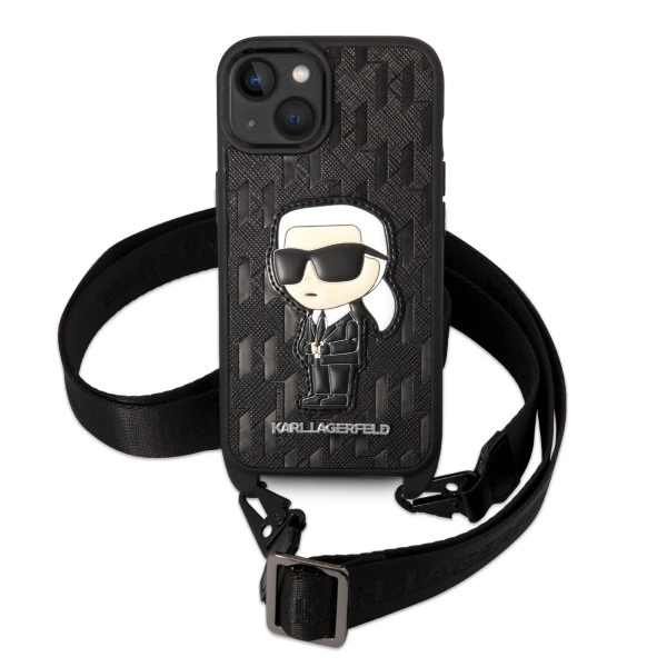 Karl Lagerfeld KLHCP14SSTKMK iPhone 14 6.1" black/black hardcase Monogram Ikonik Patcheng
