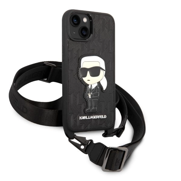 Karl Lagerfeld KLHCP14SSTKMK iPhone 14 6.1" black/black hardcase Monogram Ikonik Patcheng