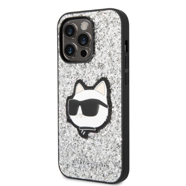 Karl Lagerfeld KLHCP14XG2CPS iPhone 14 Pro Max 6.7" silver/silver hardcase Glitter Choupette Patcheng