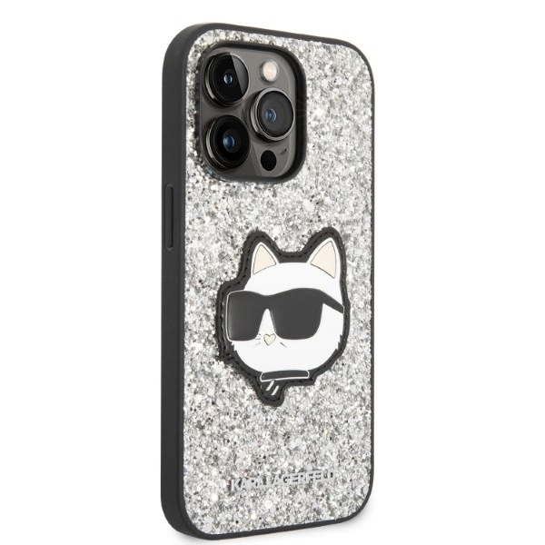 Karl Lagerfeld KLHCP14XG2CPS iPhone 14 Pro Max 6.7" silver/silver hardcase Glitter Choupette Patcheng