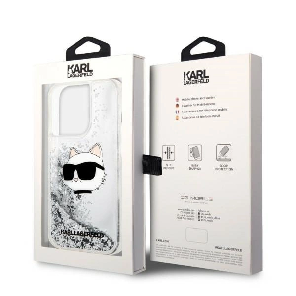 Karl Lagerfeld KLHCP14XLNHCS iPhone 14 Pro Max 6.7" silver/silver hardcase Glitter Choupette Headeng