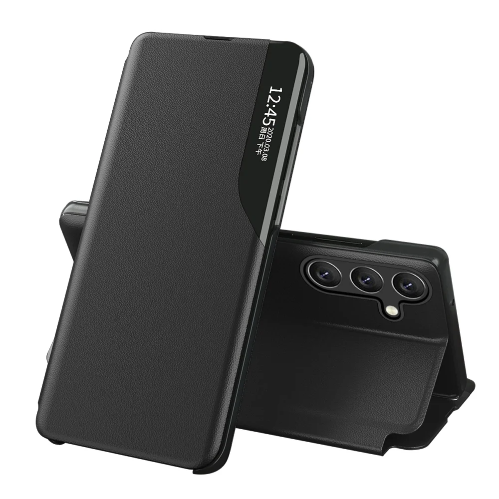 Eco Leather View Case for Samsung Galaxy A54 5G with flip stand, blackeng