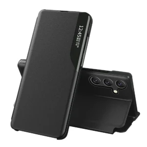 Eco Leather View Case for Samsung Galaxy A54 5G with flip stand, blackeng