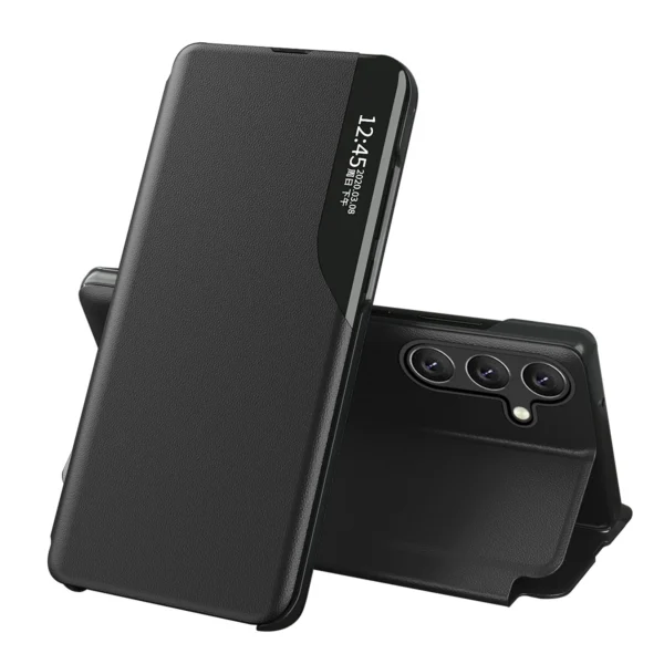 Eco Leather View Case for Samsung Galaxy A54 5G with flip stand, blackeng