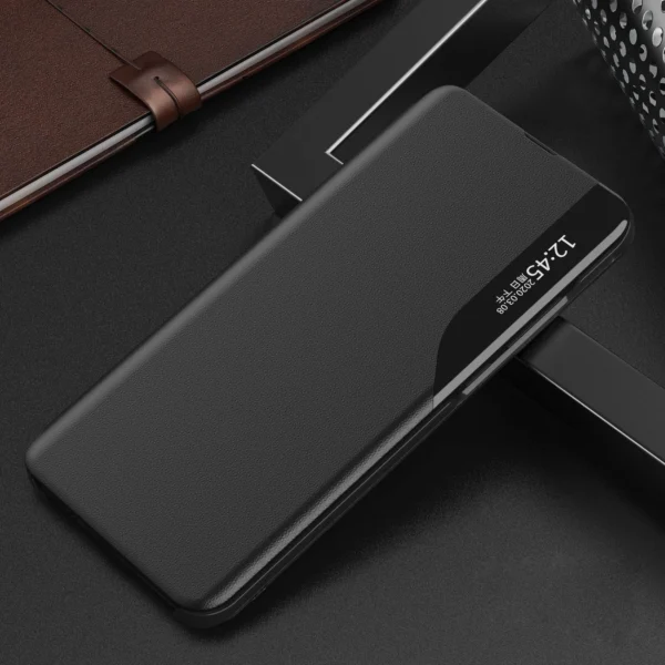 Eco Leather View Case for Samsung Galaxy A54 5G with flip stand, blackeng