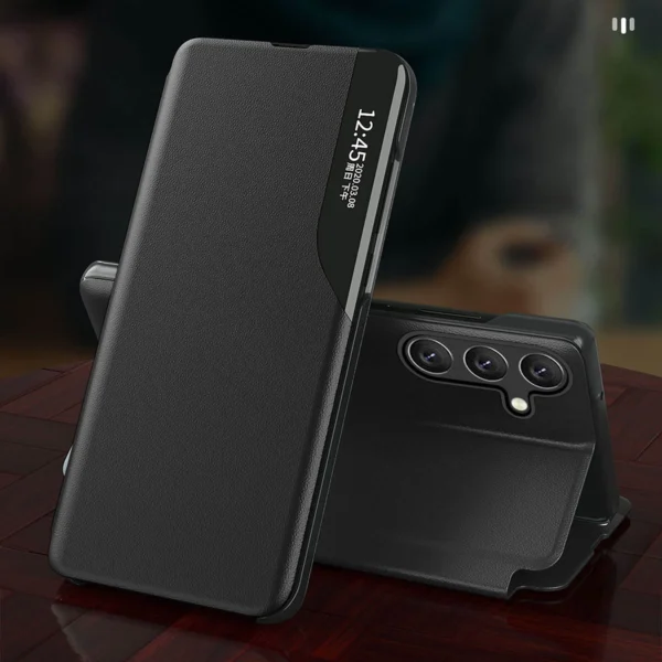 Eco Leather View Case for Samsung Galaxy A54 5G with flip stand, blackeng