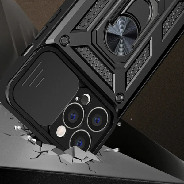 Hybrid Armor Camshield Case for Vivo X80 Lite / Vivo V25 Armor Case with Camera Cover Blackeng