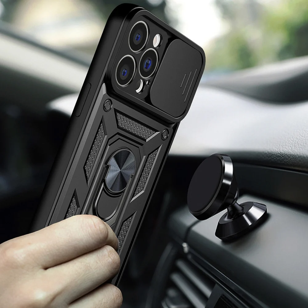 Hybrid Armor Camshield Case for Vivo X80 Lite / Vivo V25 Armor Case with Camera Cover Blackeng