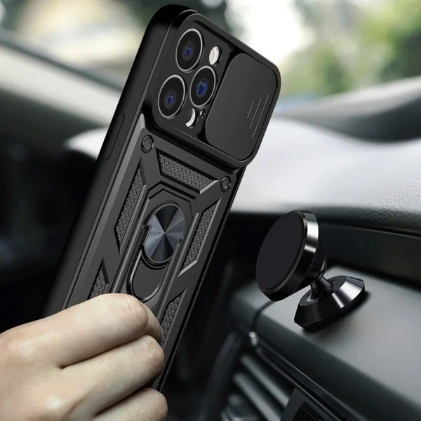 Hybrid Armor Camshield Case for Vivo X80 Lite / Vivo V25 Armor Case with Camera Cover Blackeng