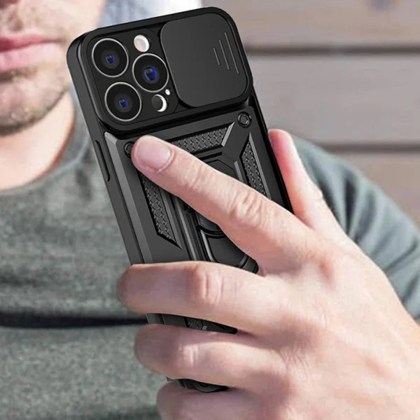 Hybrid Armor Camshield Case for Vivo X80 Lite / Vivo V25 Armor Case with Camera Cover Blackeng