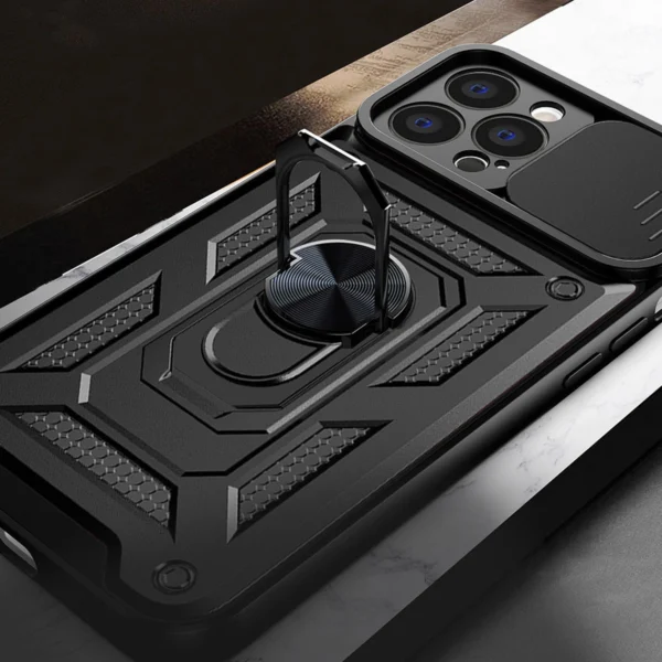 Hybrid Armor Camshield Case for Vivo X80 Lite / Vivo V25 Armor Case with Camera Cover Blackeng