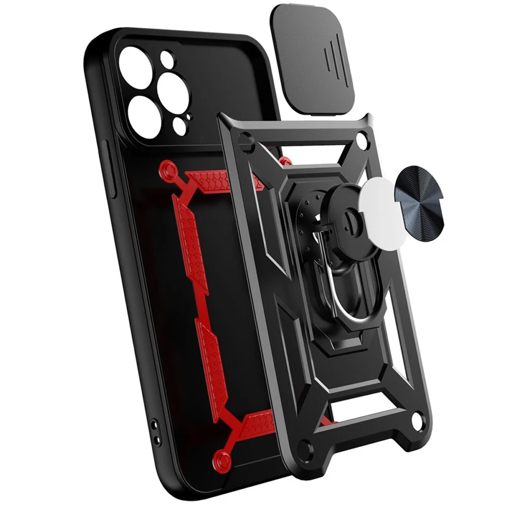 Hybrid Armor Camshield Case for Vivo X80 Lite / Vivo V25 Armor Case with Camera Cover Blackeng