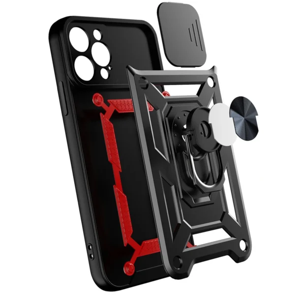 Hybrid Armor Camshield Case for Vivo X80 Lite / Vivo V25 Armor Case with Camera Cover Blackeng