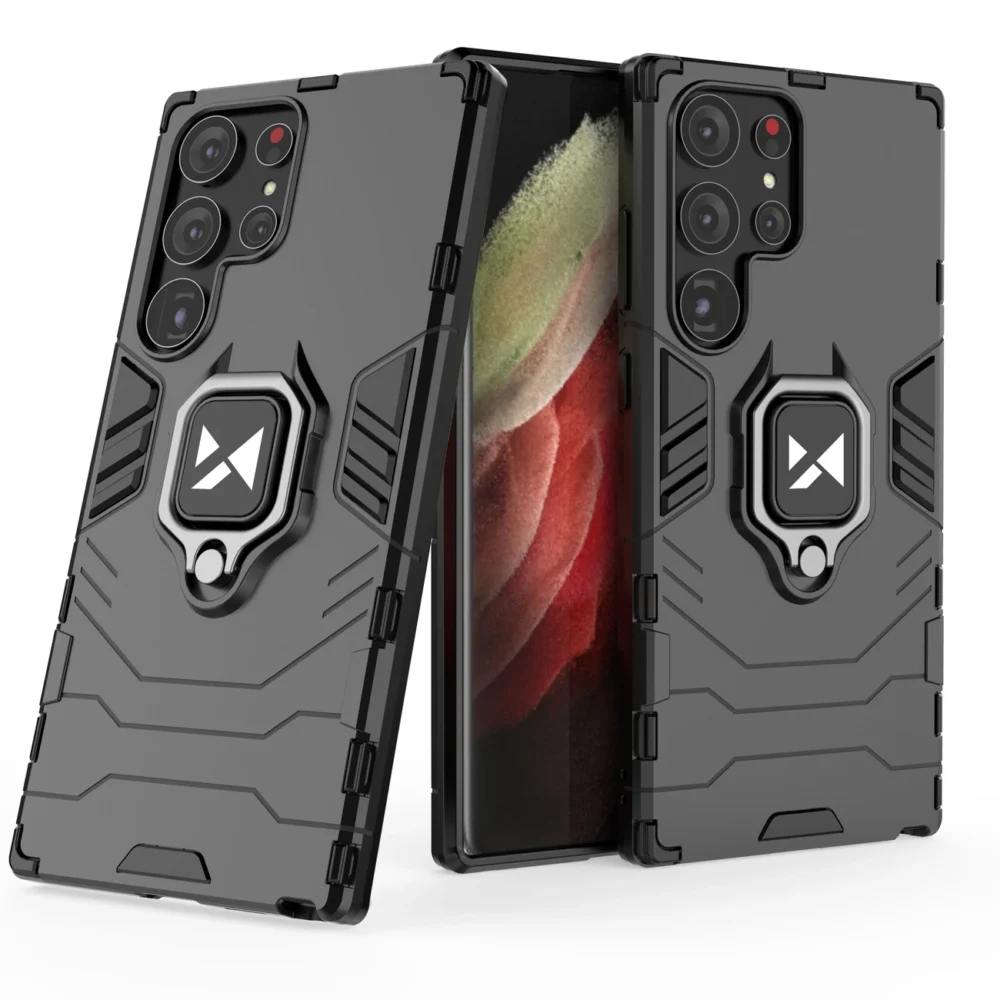 Wozinsky Ring Armor case for Samsung Galaxy S23 Ultra armored cover magnetic holder ring blackeng
