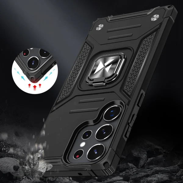 Wozinsky Ring Armor case for Samsung Galaxy S23 Ultra armored cover magnetic holder ring blackeng