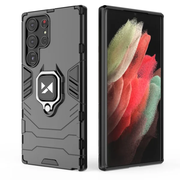 Wozinsky Ring Armor case for Samsung Galaxy S23 Ultra armored cover magnetic holder ring blackeng