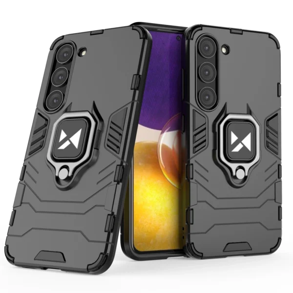 Wozinsky Ring Armor case for Samsung Galaxy S23 armored cover magnetic holder ring blackeng