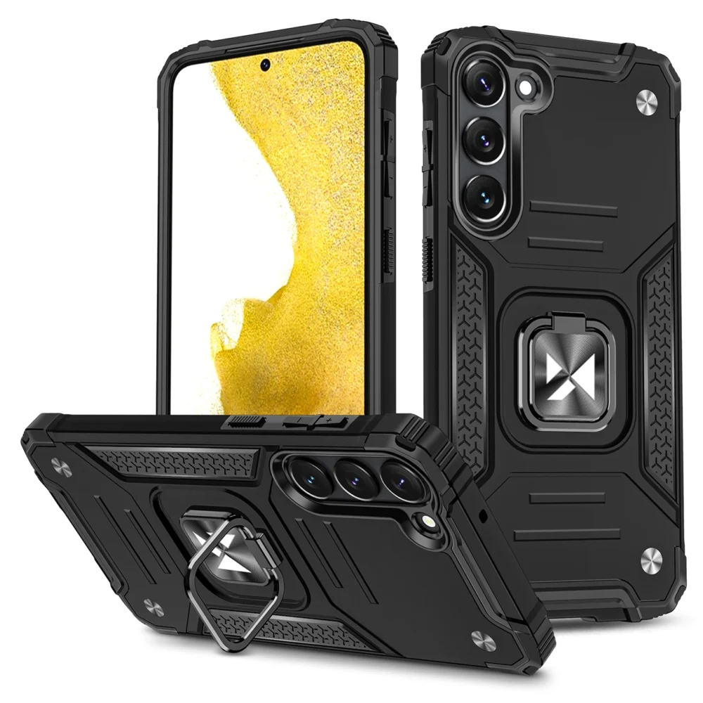 Wozinsky Ring Armor case for Samsung Galaxy S23 armored cover magnetic holder ring blackeng