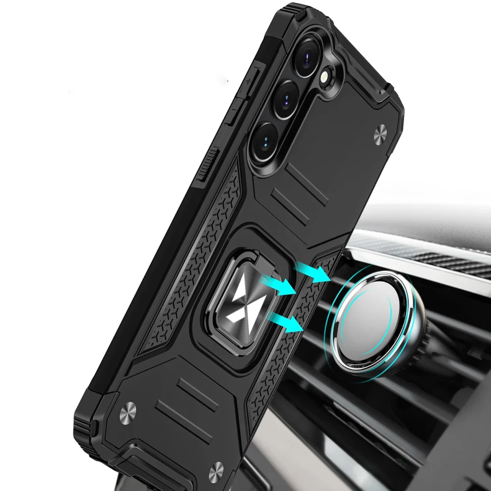 Wozinsky Ring Armor case for Samsung Galaxy S23 armored cover magnetic holder ring blackeng