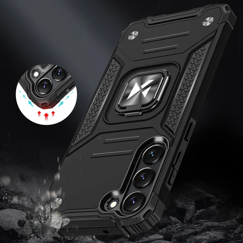 Wozinsky Ring Armor case for Samsung Galaxy S23 armored cover magnetic holder ring blackeng