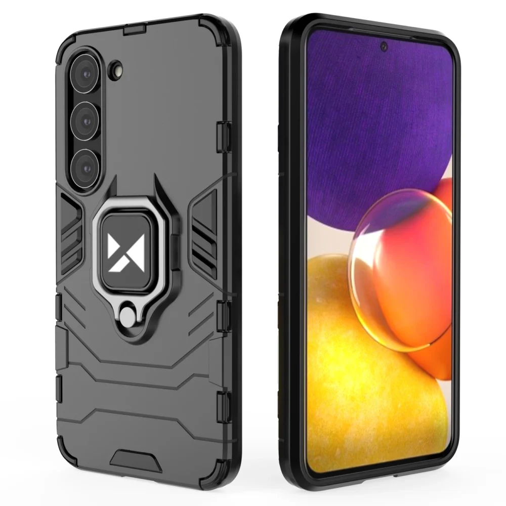 Wozinsky Ring Armor case for Samsung Galaxy S23 armored cover magnetic holder ring blackeng