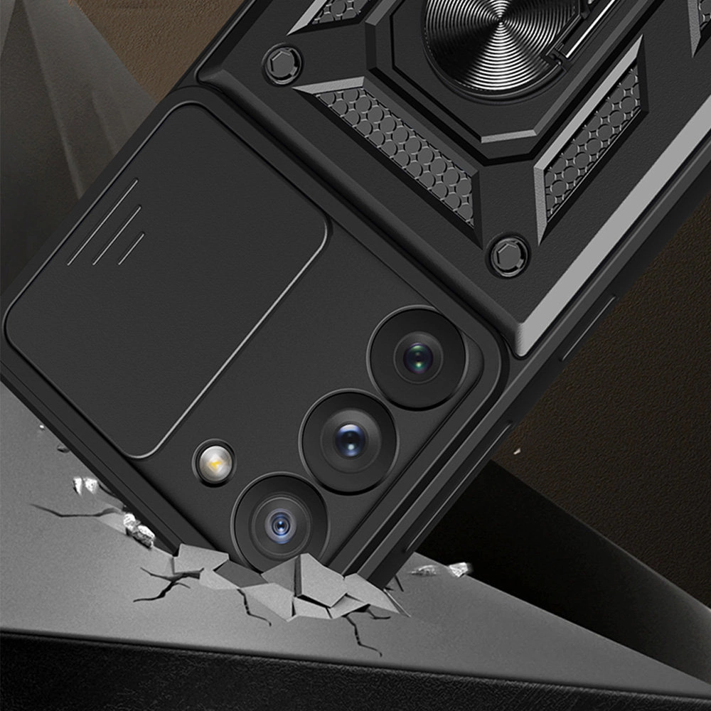 Hybrid Armor Camshield case for Samsung Galaxy S23+ armored case with camera cover pinkeng