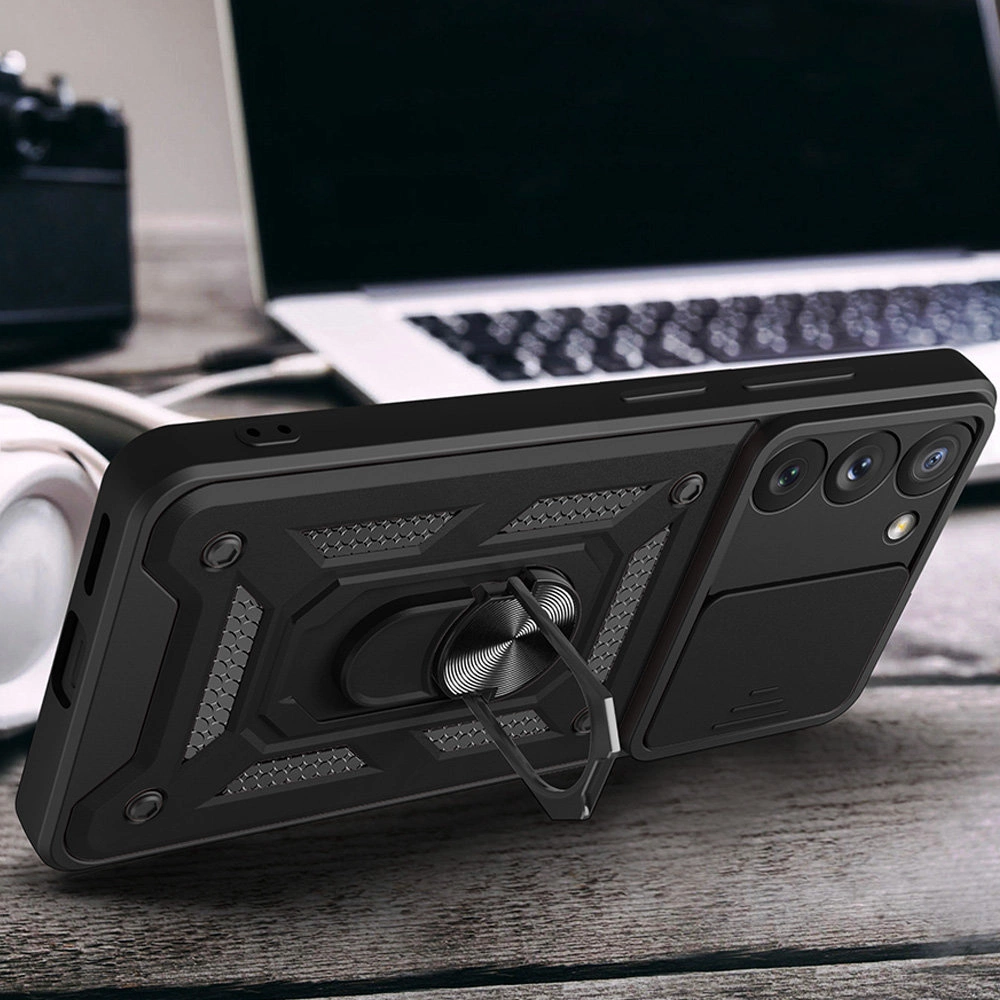 Hybrid Armor Camshield case for Samsung Galaxy S23+ armored case with camera cover pinkeng