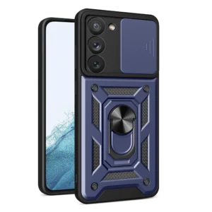 Hybrid Armor Camshield case for Samsung Galaxy S23 armored case with camera cover blueeng