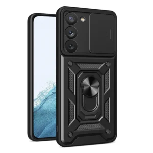 Hybrid Armor Camshield case for Samsung Galaxy S23 armored case with camera cover blackeng
