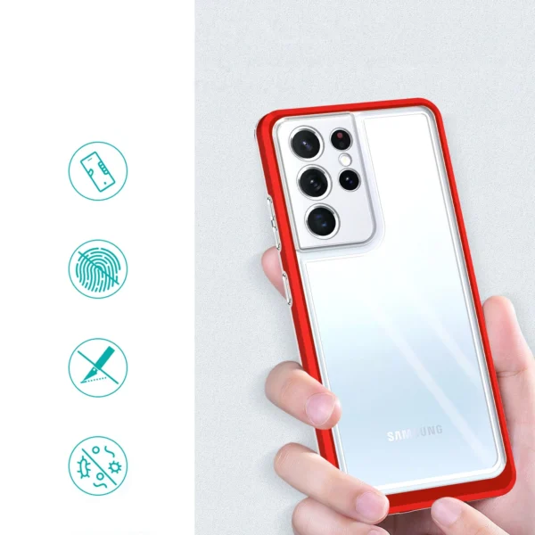 Clear 3in1 case for Samsung Galaxy S23 Ultra silicone cover with frame redeng