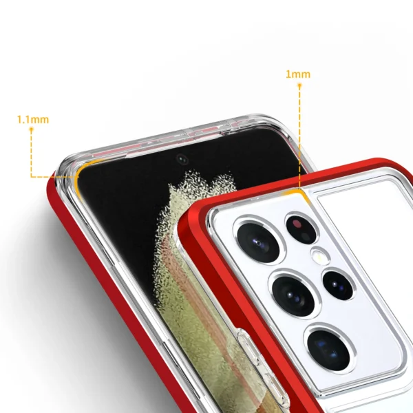 Clear 3in1 case for Samsung Galaxy S23 Ultra silicone cover with frame redeng