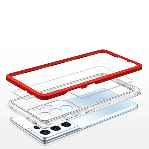 Clear 3in1 case for Samsung Galaxy S23 Ultra silicone cover with frame redeng