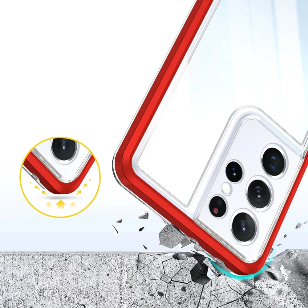 Clear 3in1 case for Samsung Galaxy S23 Ultra silicone cover with frame redeng