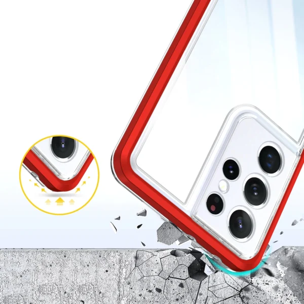 Clear 3in1 case for Samsung Galaxy S23 Ultra silicone cover with frame redeng
