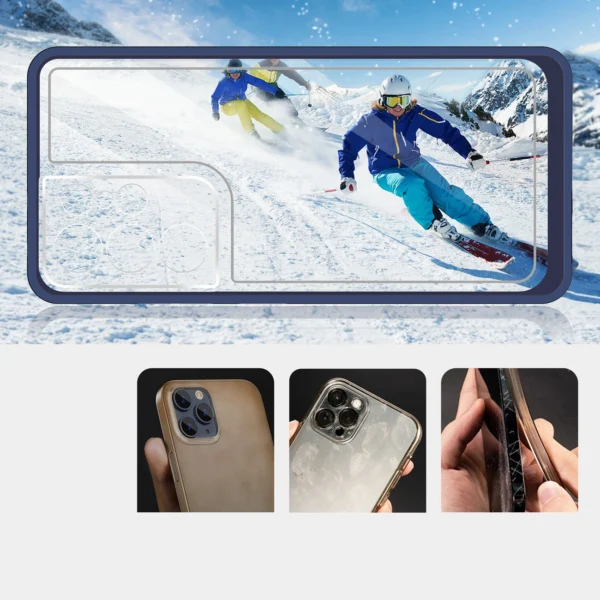 Clear 3in1 case for Samsung Galaxy S23 Ultra silicone cover with frame blueeng