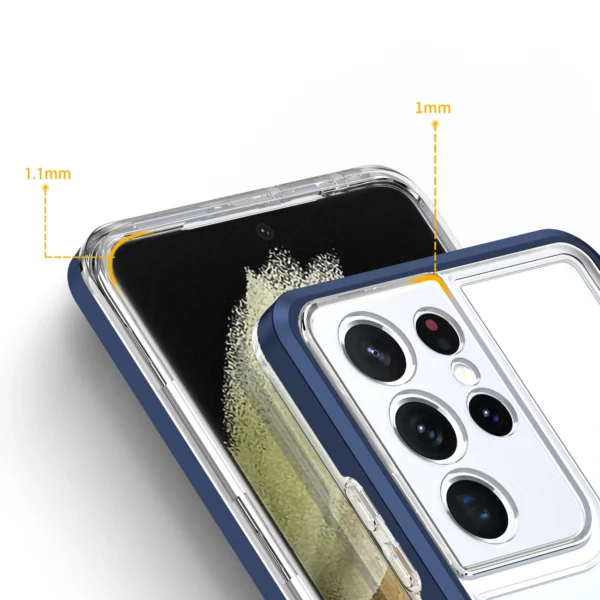 Clear 3in1 case for Samsung Galaxy S23 Ultra silicone cover with frame blueeng
