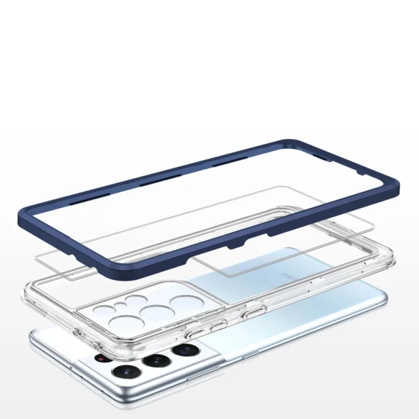 Clear 3in1 case for Samsung Galaxy S23 Ultra silicone cover with frame blueeng