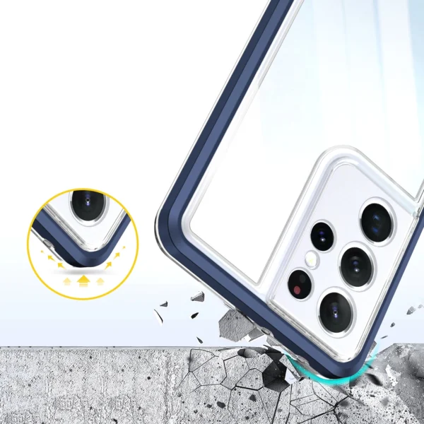 Clear 3in1 case for Samsung Galaxy S23 Ultra silicone cover with frame blueeng