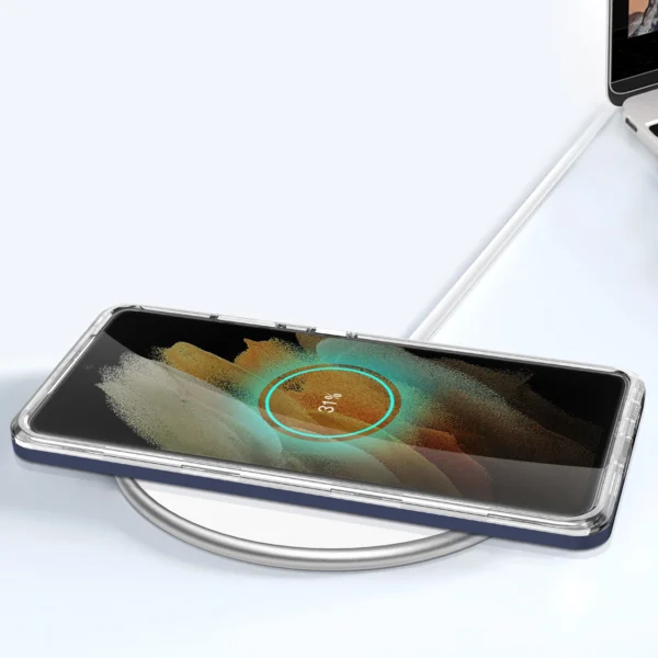 Clear 3in1 case for Samsung Galaxy S23 Ultra silicone cover with frame blueeng